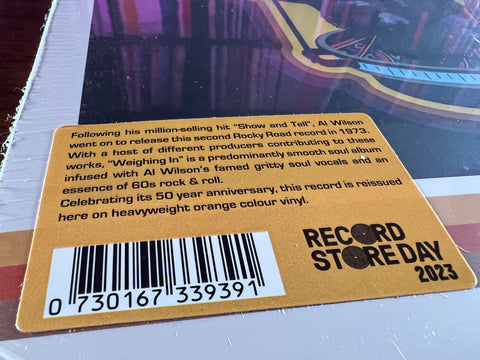 Al Wilson - Weighing In (RSD 2023 Orange Vinyl)