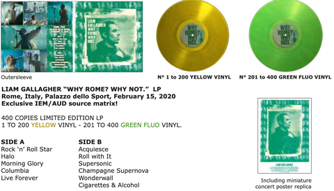 LIAM GALLAGHER - “WHY ROME? WHY NOT (Yellow Vinyl)